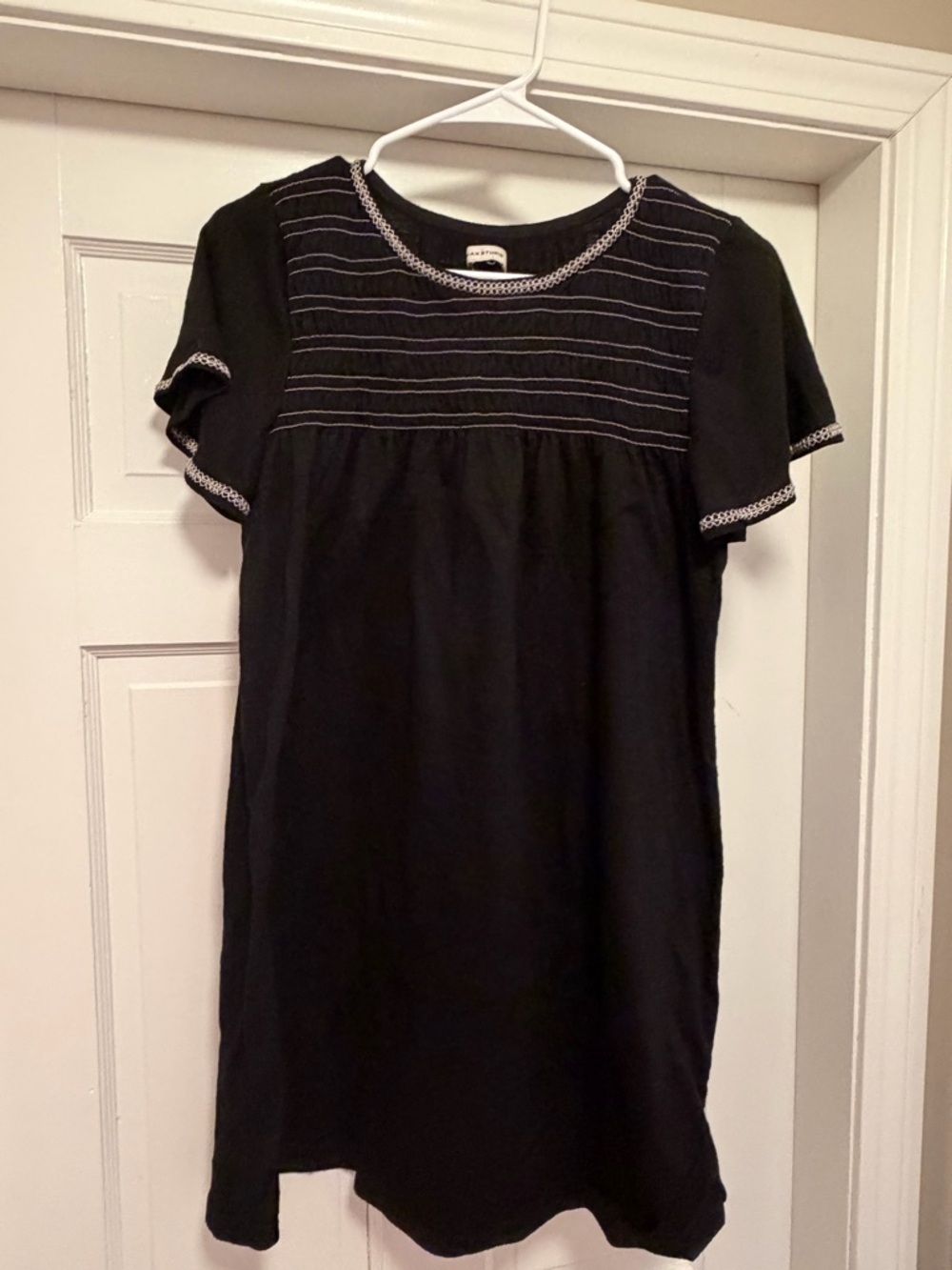 Black Embroidered Short Sleeve Women's Dress